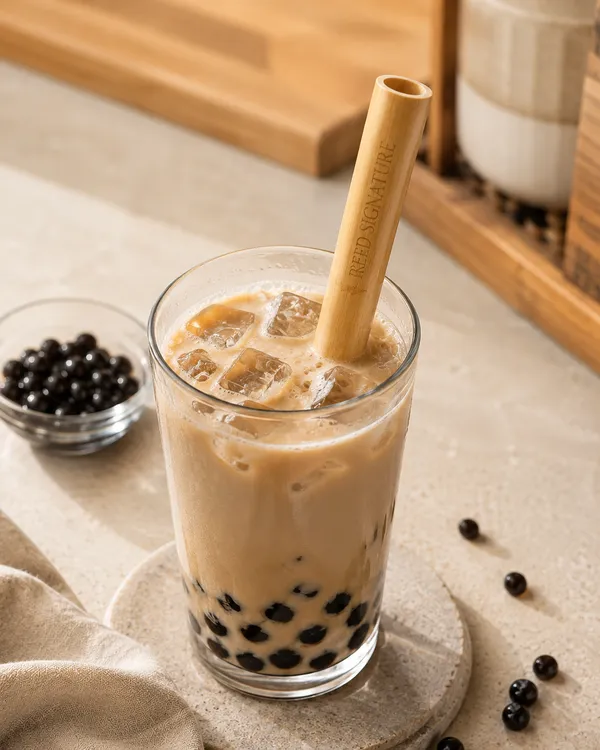 Paille en roseau large pour Bubble Tea gravée REED SIGNATURE